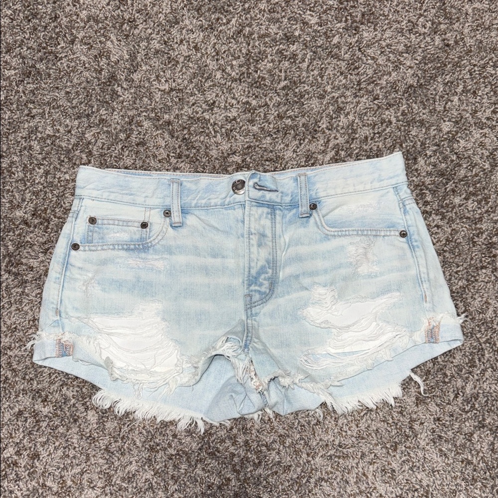 American Eagle Outfitters Light Wash Distressed Jean Shorts